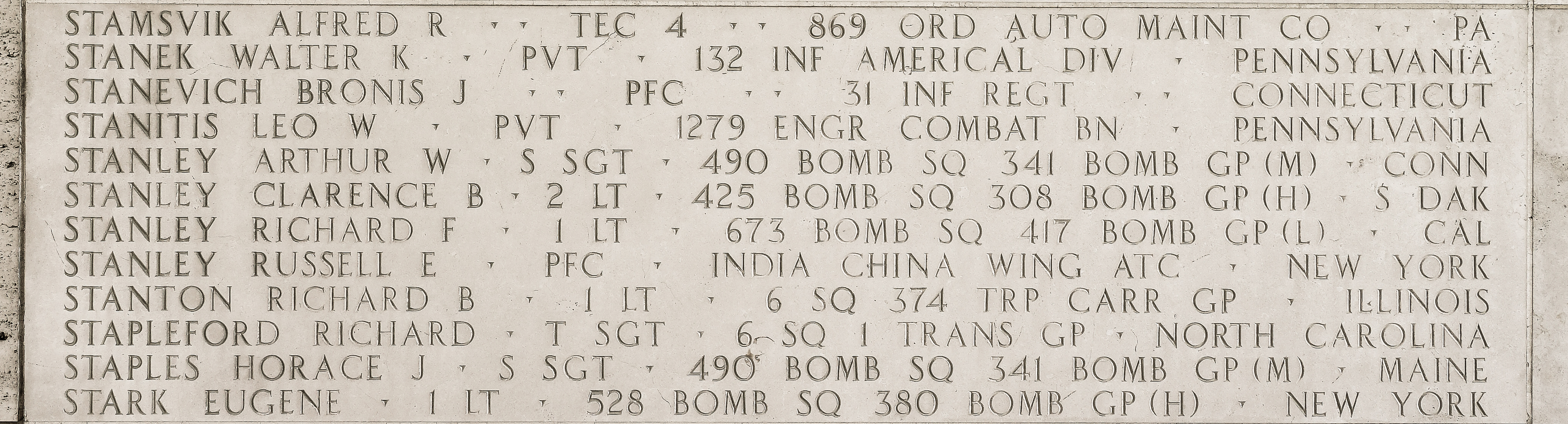 Horace J. Staples, Staff Sergeant